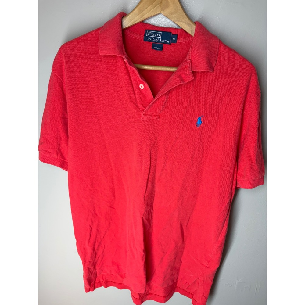 Polo Ralph Lauren Mens Medium Red Short Sleeve Cotton Pique Pony Logo Polo Shirt